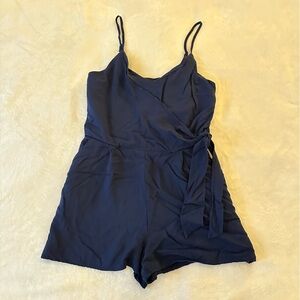 Navy Blue Wrap Romper